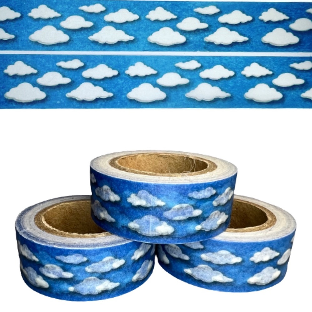 Beautiful Blue Sky With Puffy White Clouds, Washi Tape, 1 Full Roll